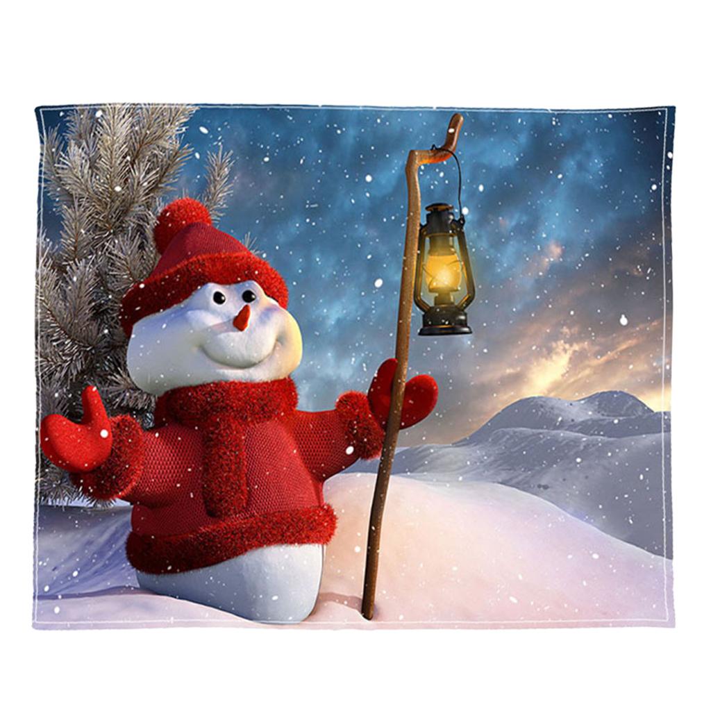 Digital Printing Flannel Blanket Bed Sofa Throw Snowman_2 150x200cm