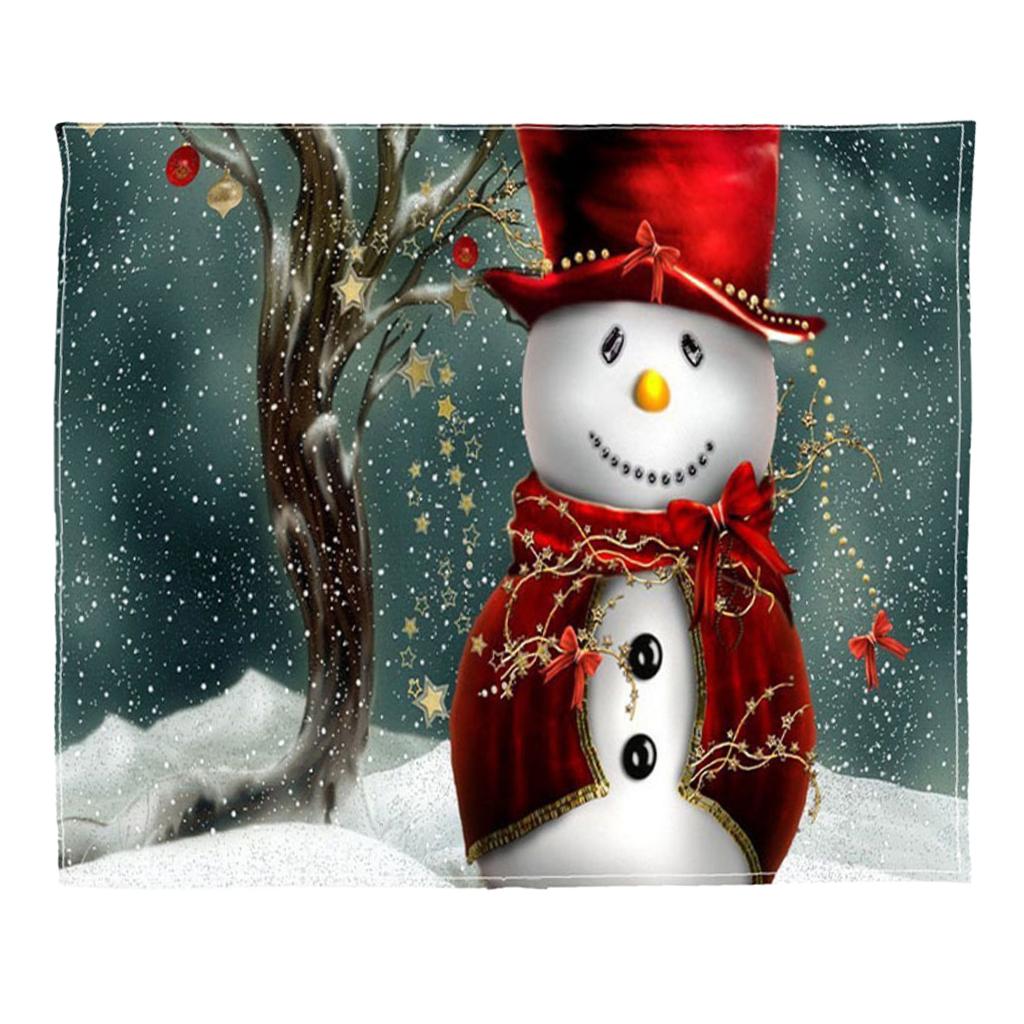 Digital Printing Flannel Blanket Bed Sofa Throw Snowman_3 150x200cm