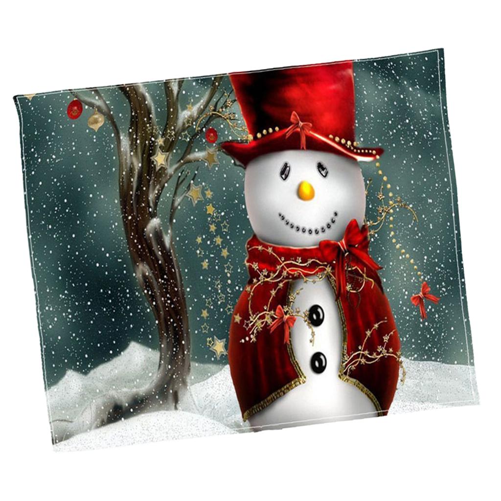 Digital Printing Flannel Blanket Bed Sofa Throw Snowman_3 150x200cm
