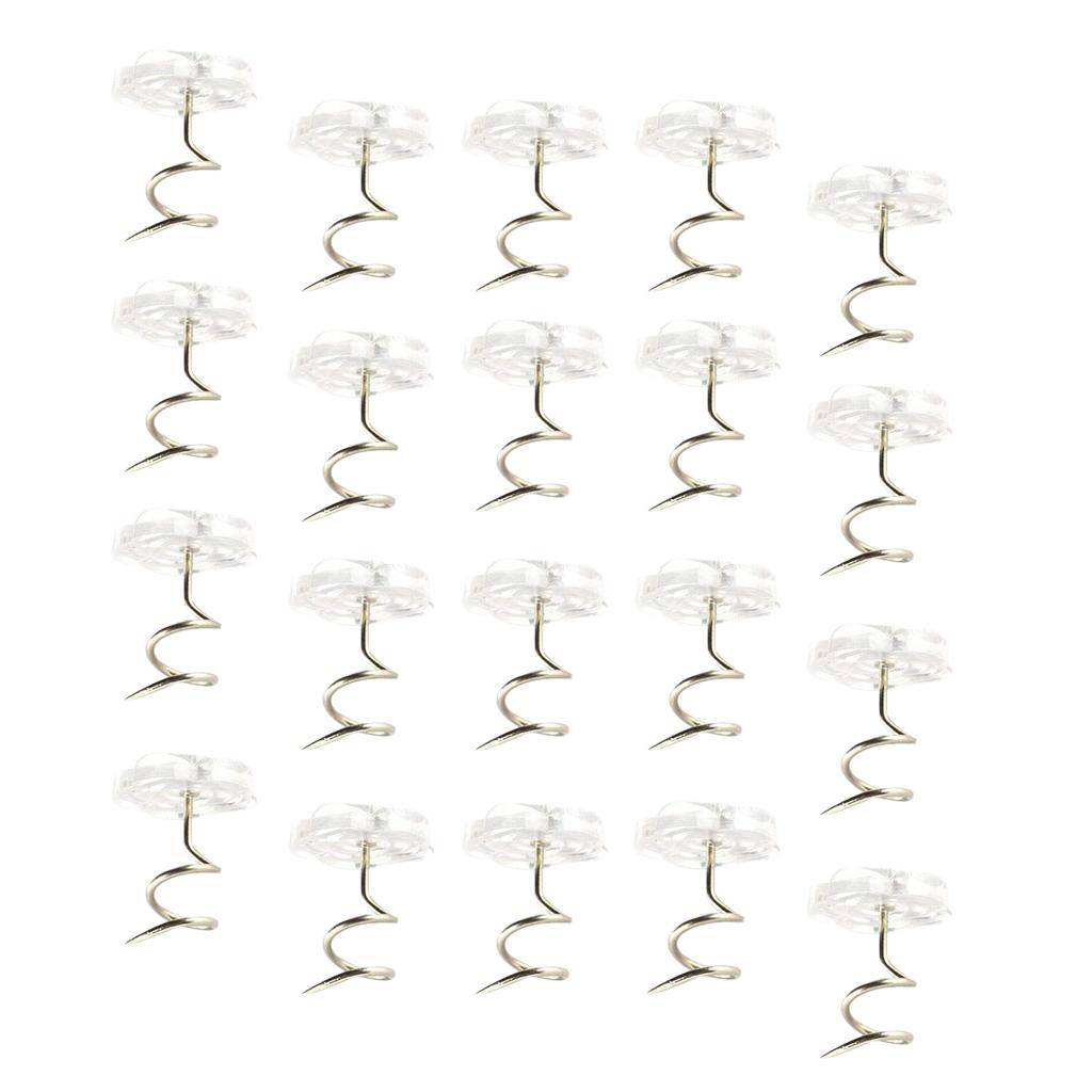 Clear Heads Twist Pins Spiral Screws for Upholstery Rose Shape L 20 Pack