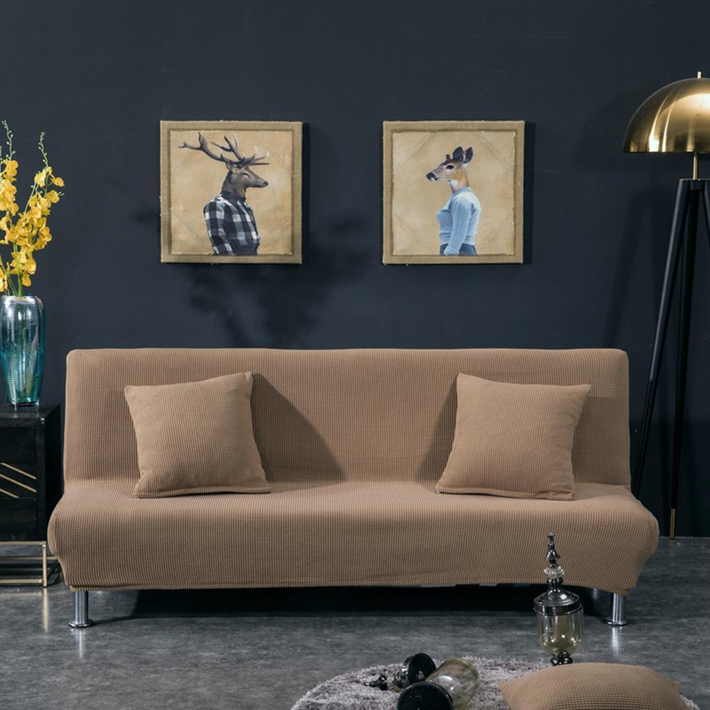 Non-Slip Armless Sofa Cover Full Folding Sofa Bed Slipcover Coffee S