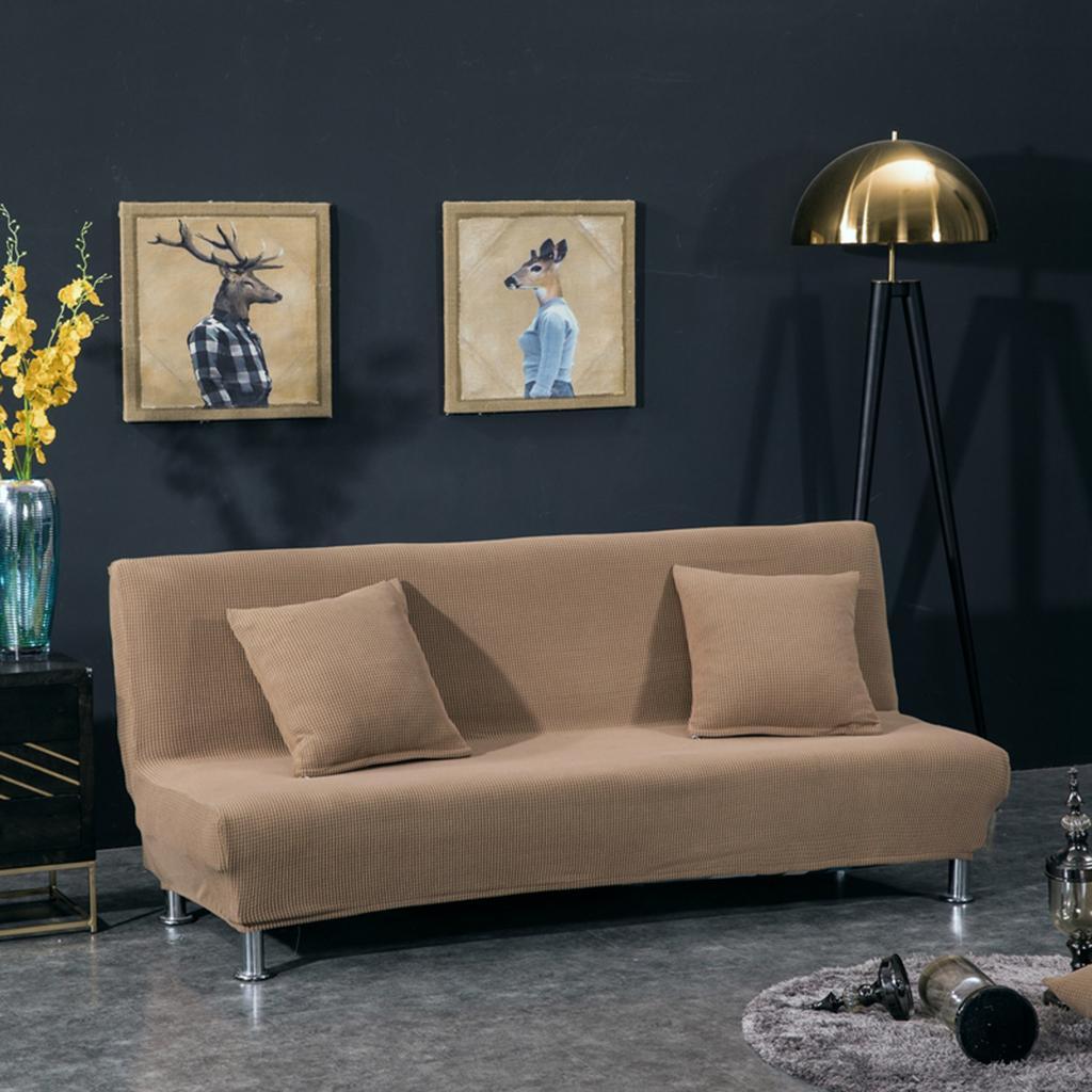 Non-Slip Armless Sofa Cover Full Folding Sofa Bed Slipcover Coffee S
