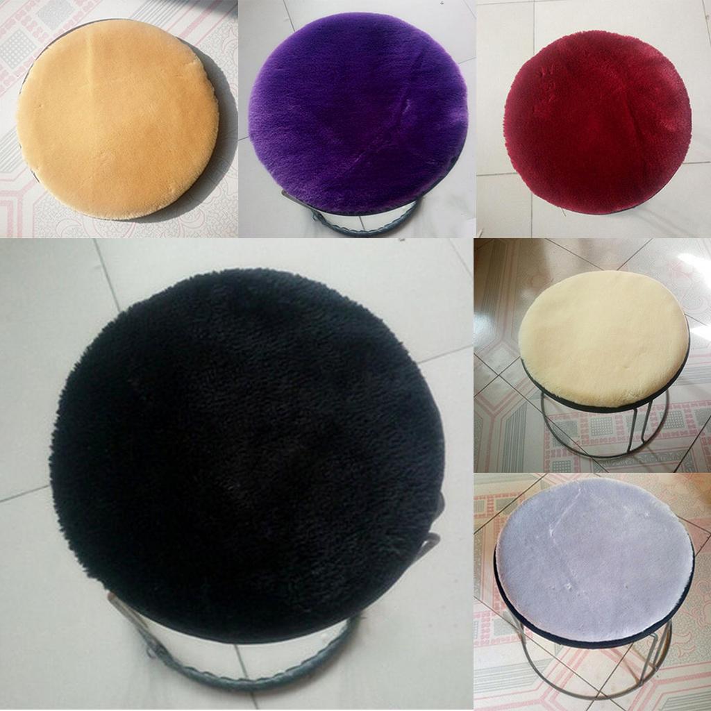 Non Slip Round Chair Cover Seat Pads with Buckle Black - 35cm (14 inch)