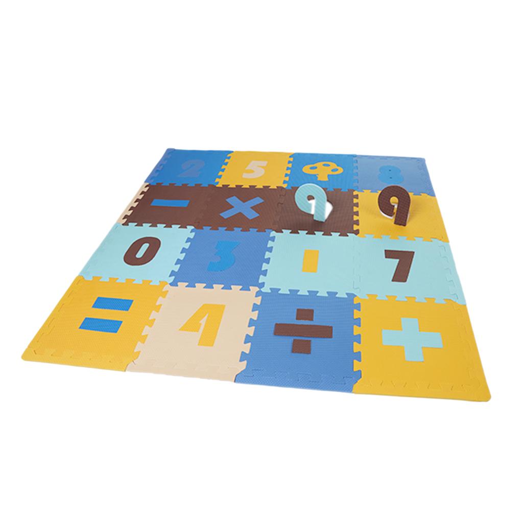 16 Pieces Arithmetic Numbers Foam Puzzle Interlocking Tiles with Frame