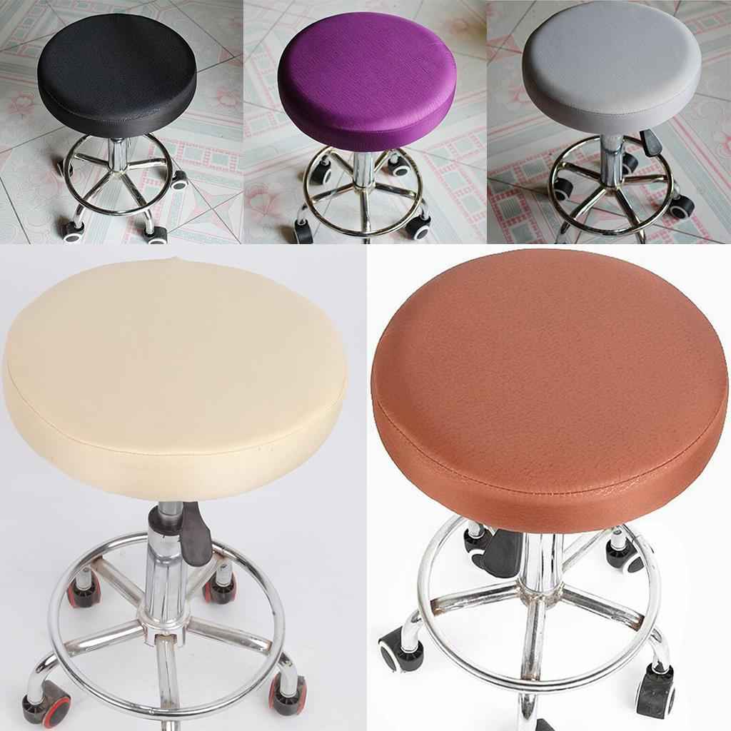 Smooth Surface Bar Stool Cover Round Lift Chair Seat Sleeve Salon Black_30x10cm
