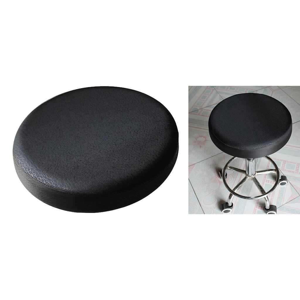 Smooth Surface Bar Stool Cover Round Lift Chair Seat Sleeve Salon Black_30x10cm