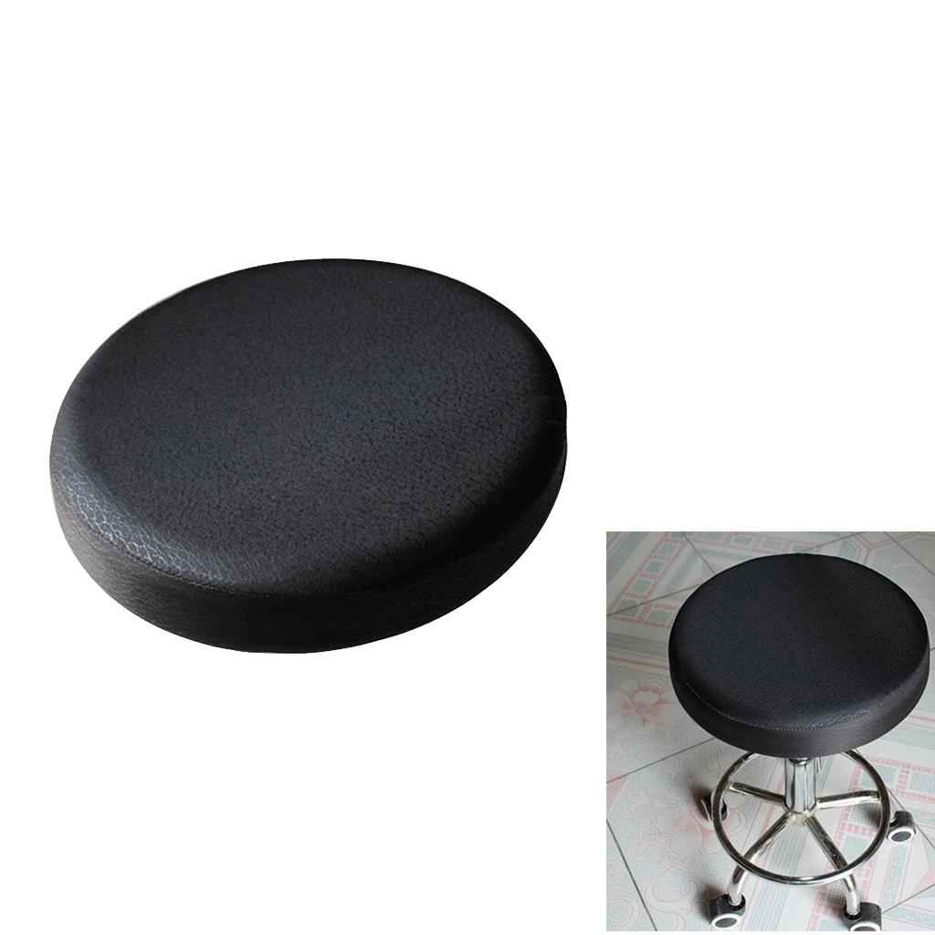 Smooth Surface Bar Stool Cover Round Lift Chair Seat Sleeve Salon Black_30x10cm