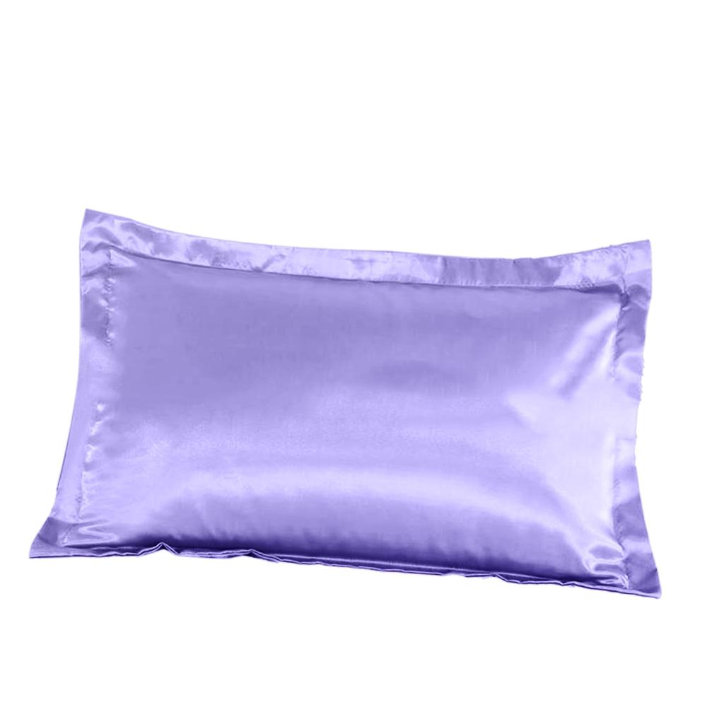 Solid Color Luxury Silky Pillowcases Queen Size 20x30 Inch Light Purple