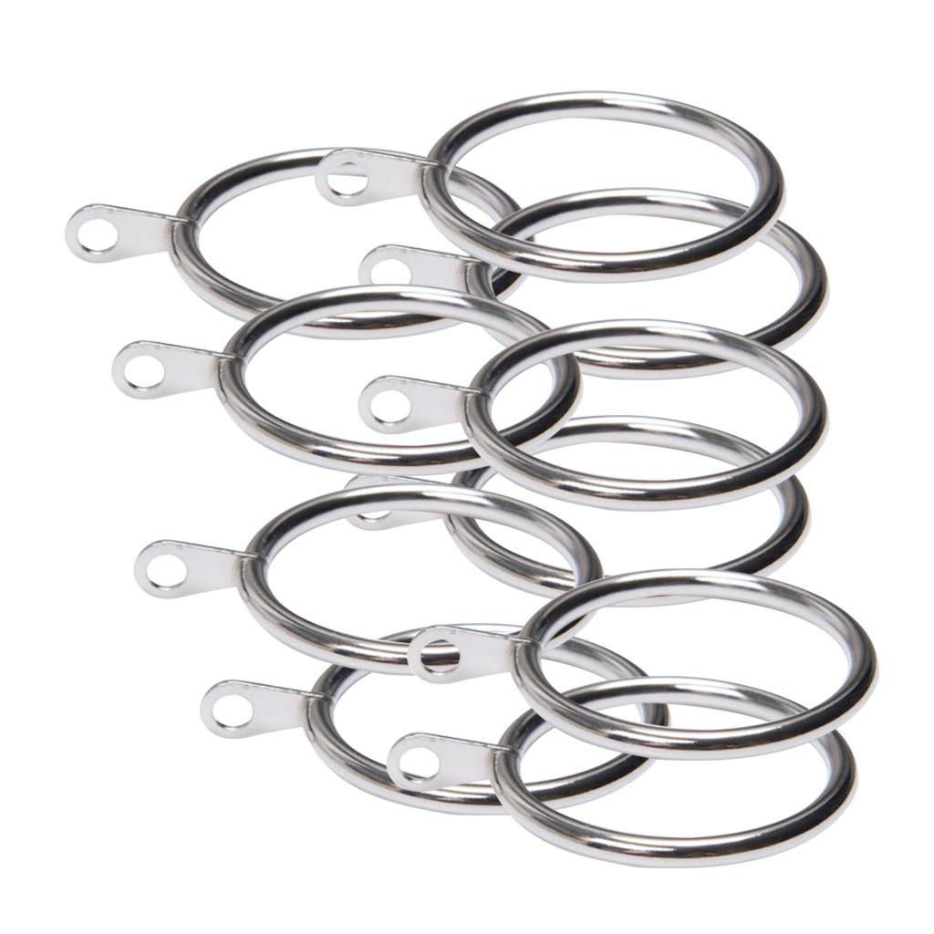 Pack of 10, Smooth Metal Curtain Rings Rod Pole Silver - 32mm