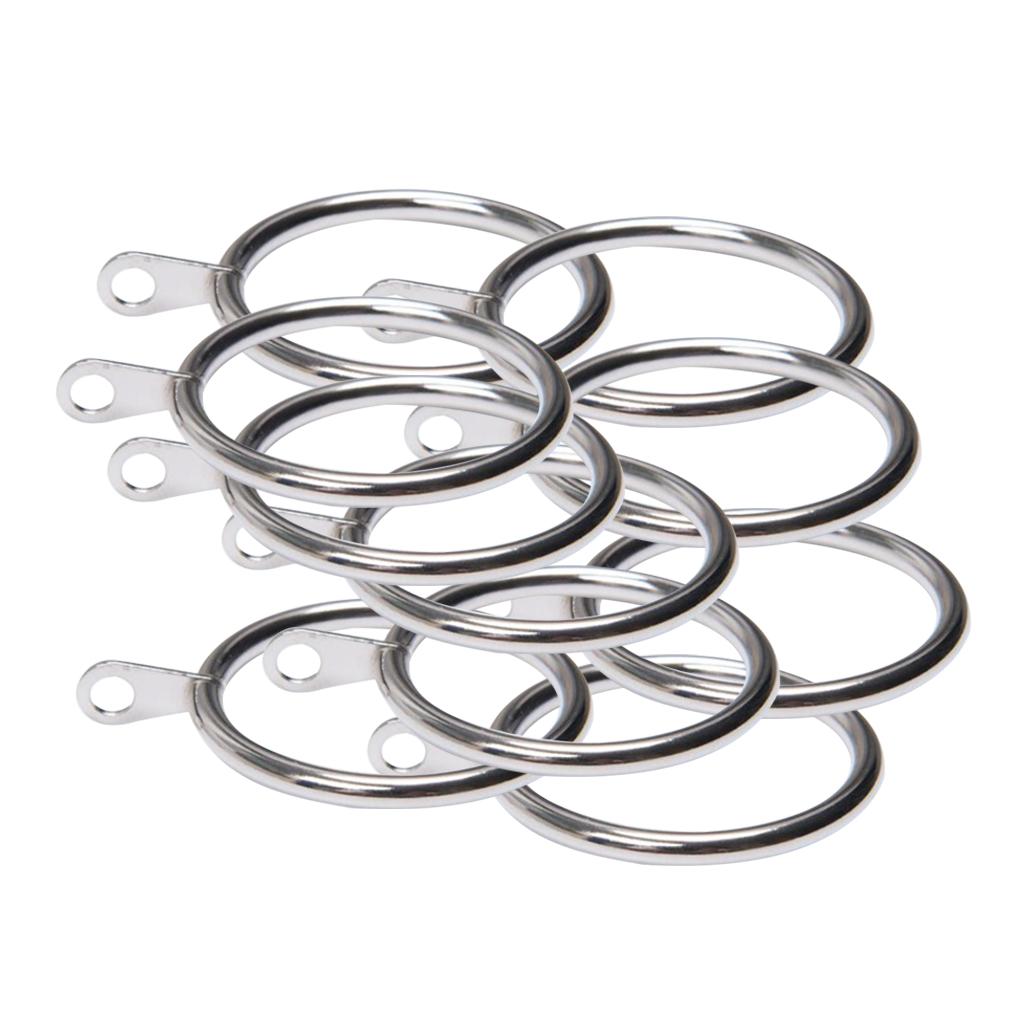 Pack of 10, Smooth Metal Curtain Rings Rod Pole Silver - 32mm
