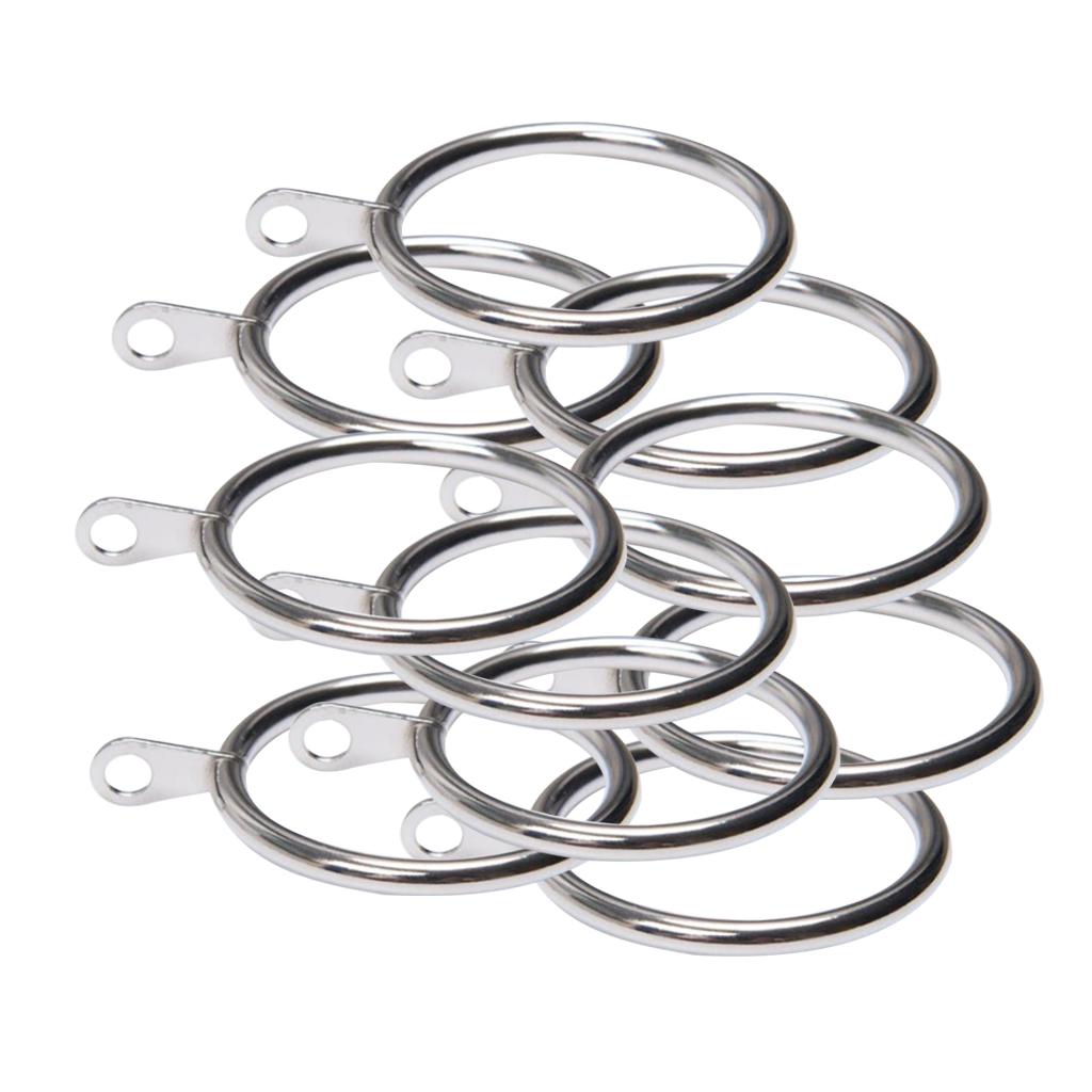 Pack of 10, Smooth Metal Curtain Rings Rod Pole Silver - 32mm