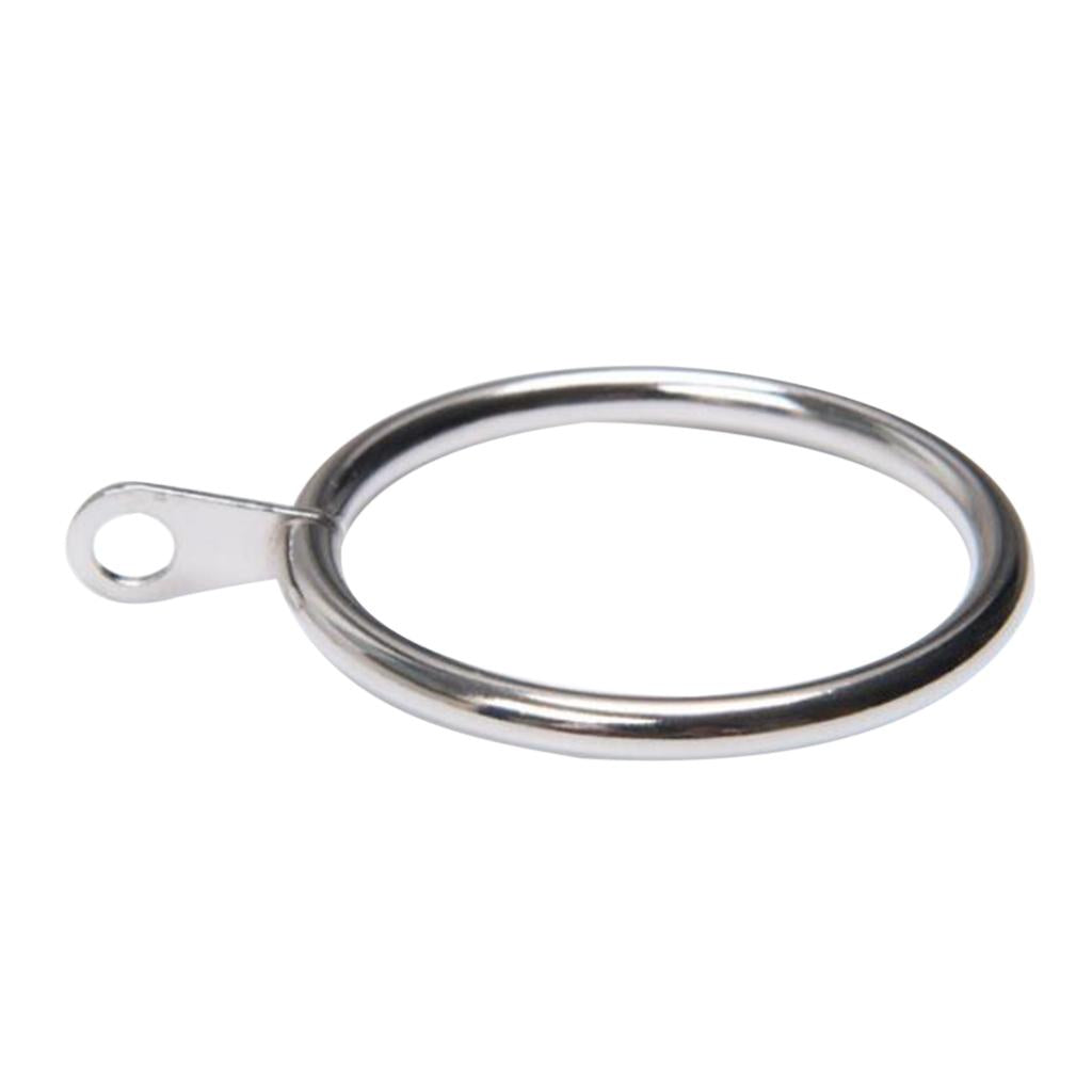Pack of 10, Smooth Metal Curtain Rings Rod Pole Silver - 32mm