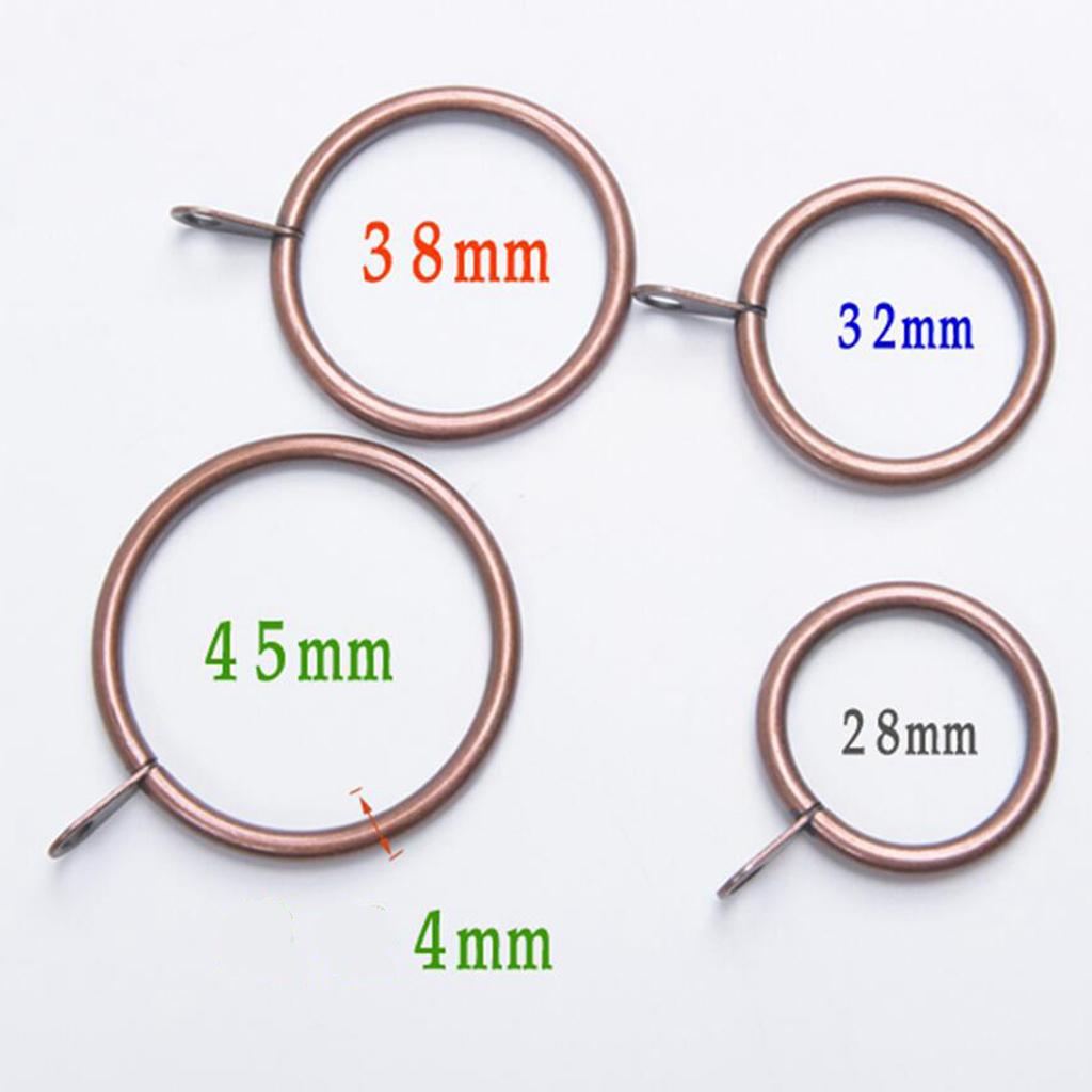 Pack of 10, Smooth Metal Curtain Rings Rod Pole Copper - 32mm