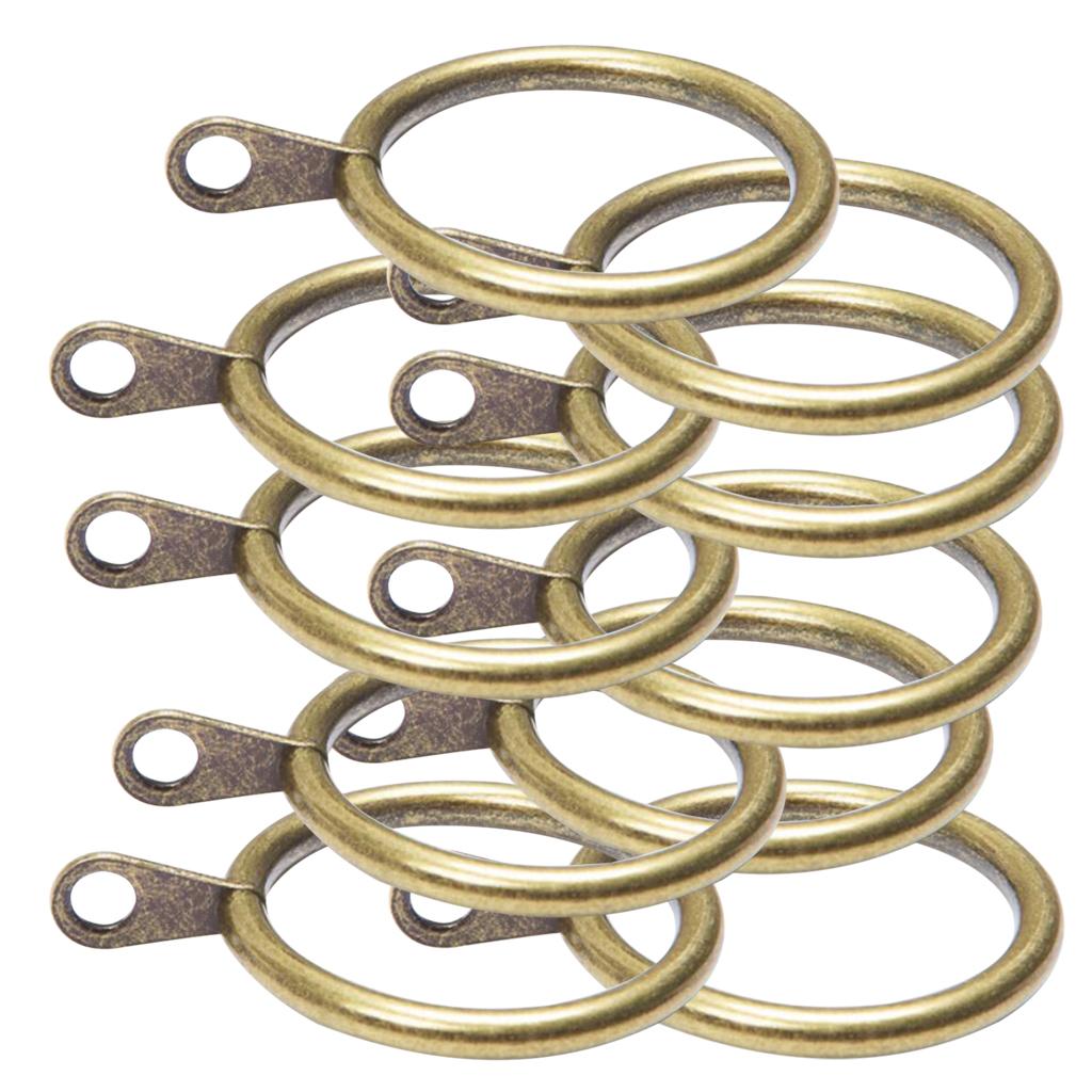Pack of 10, Smooth Metal Curtain Rings Rod Pole Bronze - 38mm