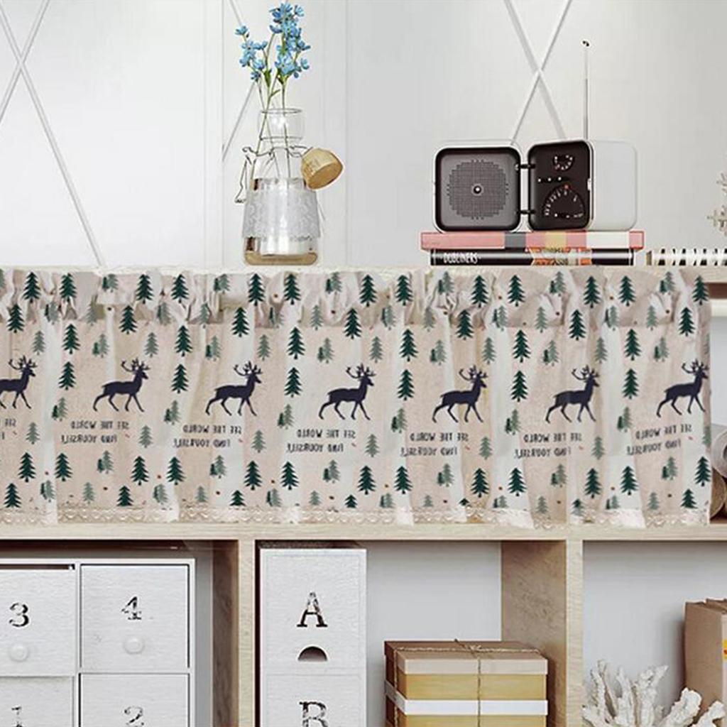 Cafe Window Curtain Semi-Sheer Kitchen Curtain Tier Elk - 74x61cm