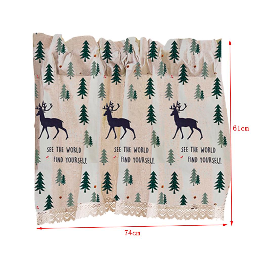 Cafe Window Curtain Semi-Sheer Kitchen Curtain Tier Elk - 74x61cm