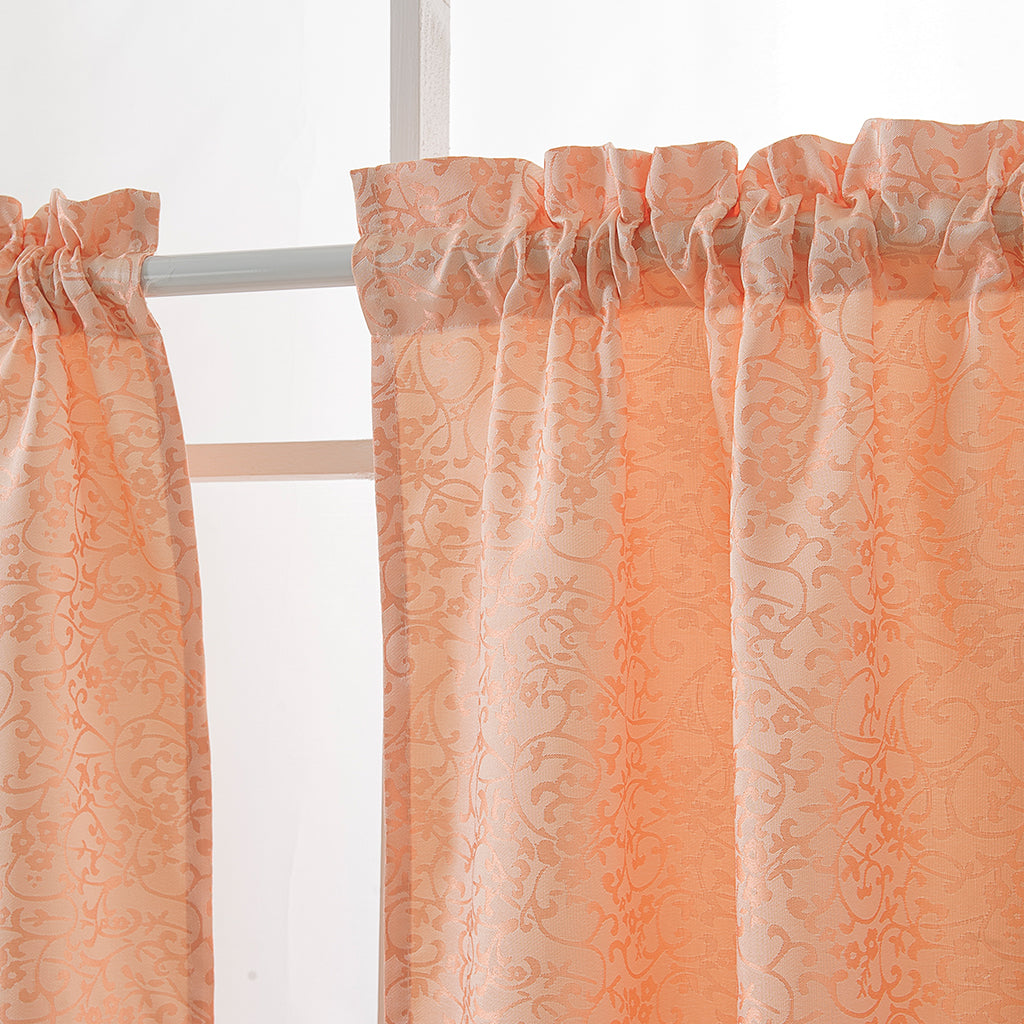 Window Voile Sheer Curtain Valance Tiers Pink_74x60cm