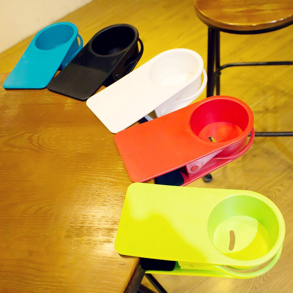 Drinks Coffee Cup Table Desk Cup Holder Stand Clip For Home Office Gray