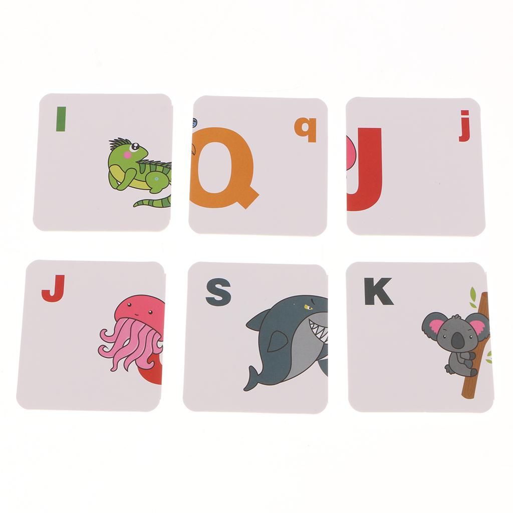 32 Pieces Preschool Educational Flash Cards for Kids Animals and Letters