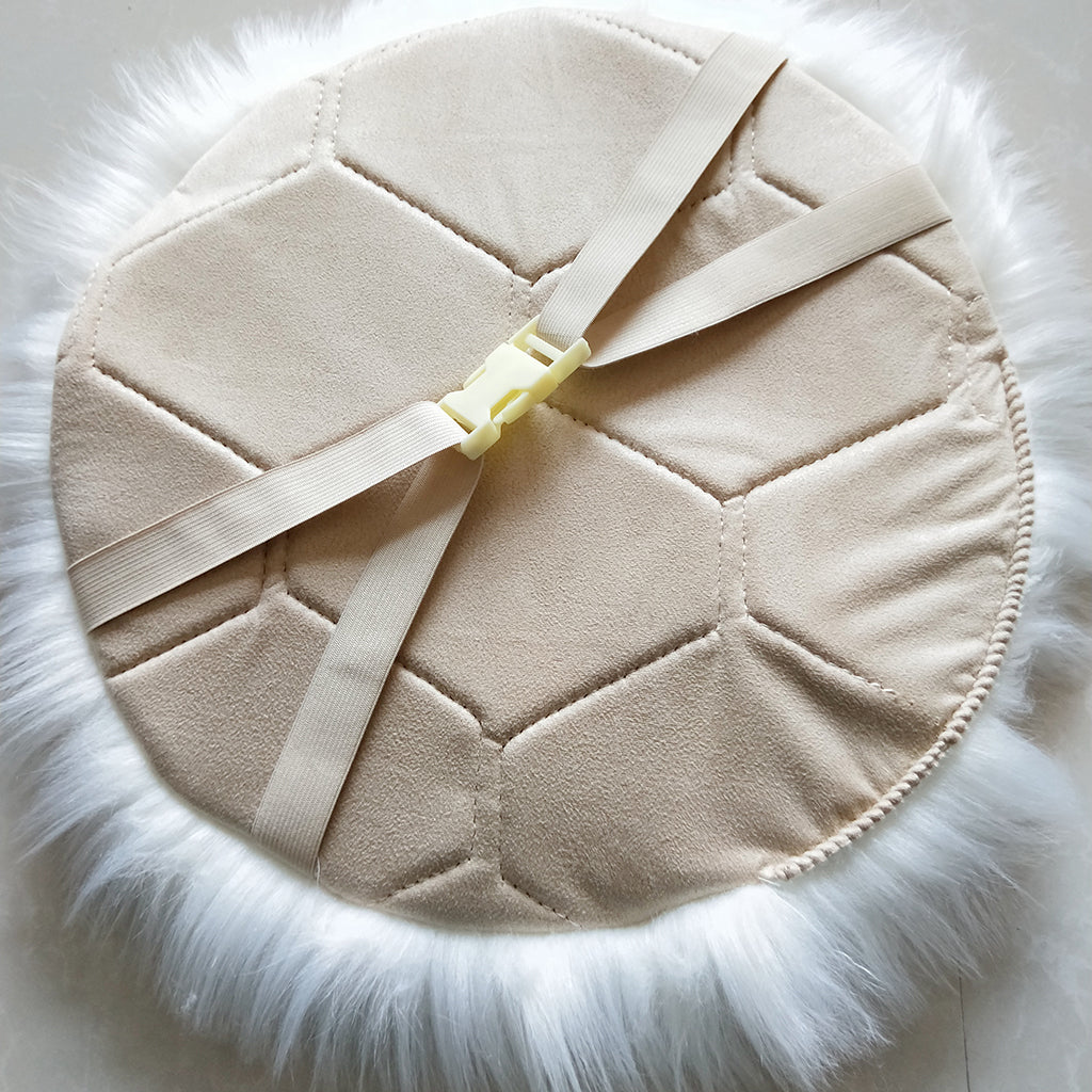 Faux Fur Seat Cushion Pad Artificial Sheepskin Mat White Gray 33cm