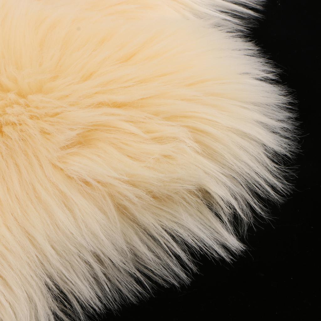 Faux Fur Seat Cushion Pad Artificial Sheepskin Mat Beige 30cm