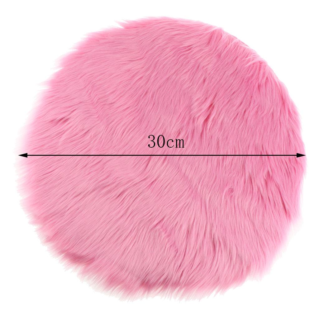Faux Fur Seat Cushion Pad Artificial Sheepskin Mat Hot Pink 30cm