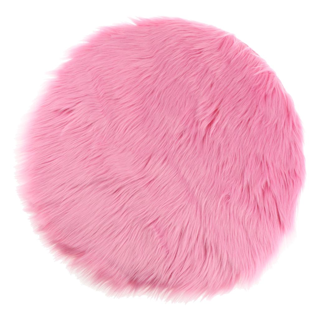 Faux Fur Seat Cushion Pad Artificial Sheepskin Mat Hot Pink 30cm