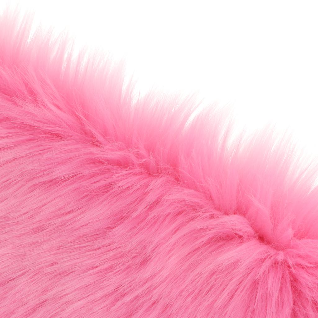 Faux Fur Seat Cushion Pad Artificial Sheepskin Mat Hot Pink 30cm