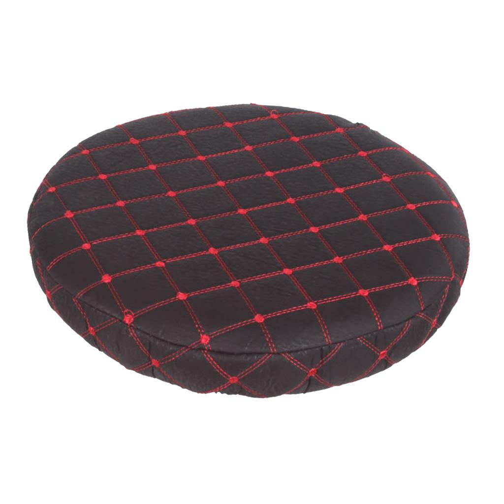 Round Home Bar Stool Chair Cover Slipcover Grid Black Grid (Red)-35cm
