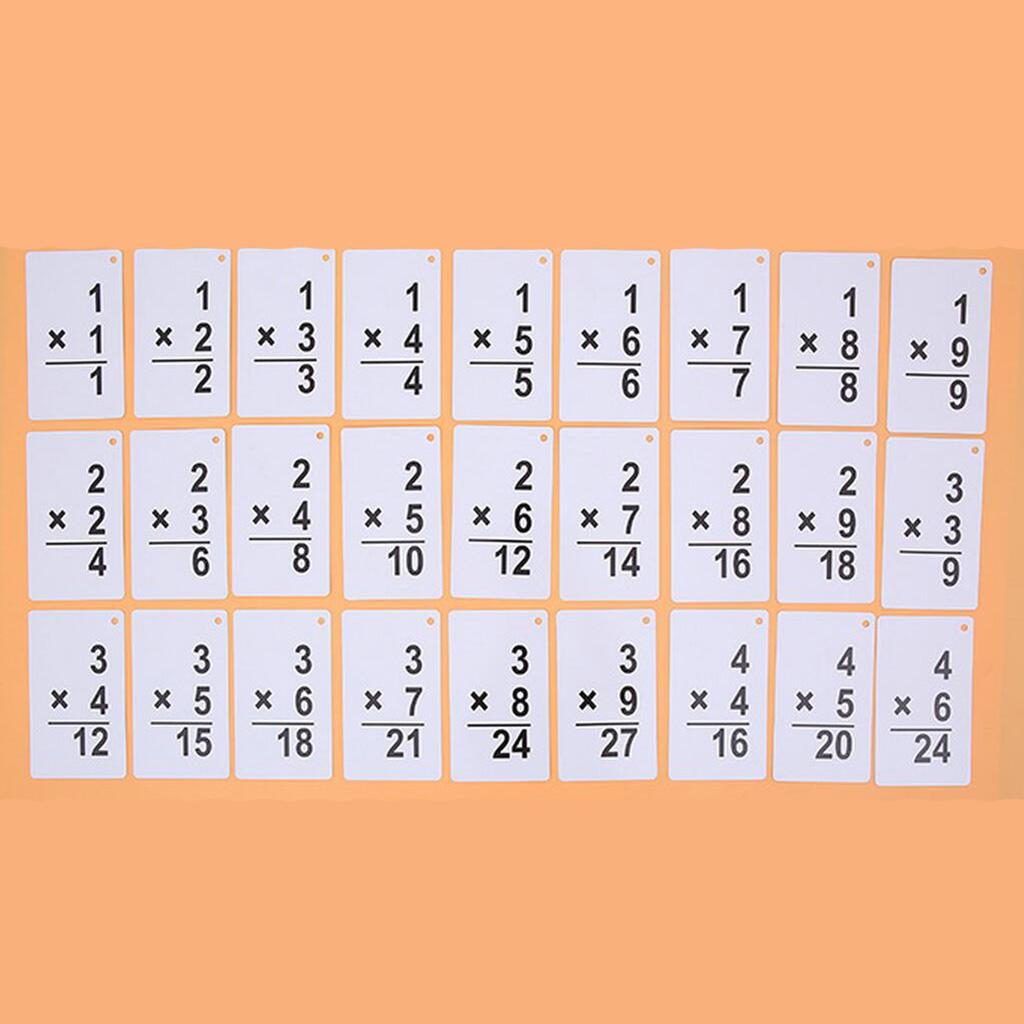 1 Set 54 Pieces Kids Maths Education Flash Cards, with 1 Ring Multiplication