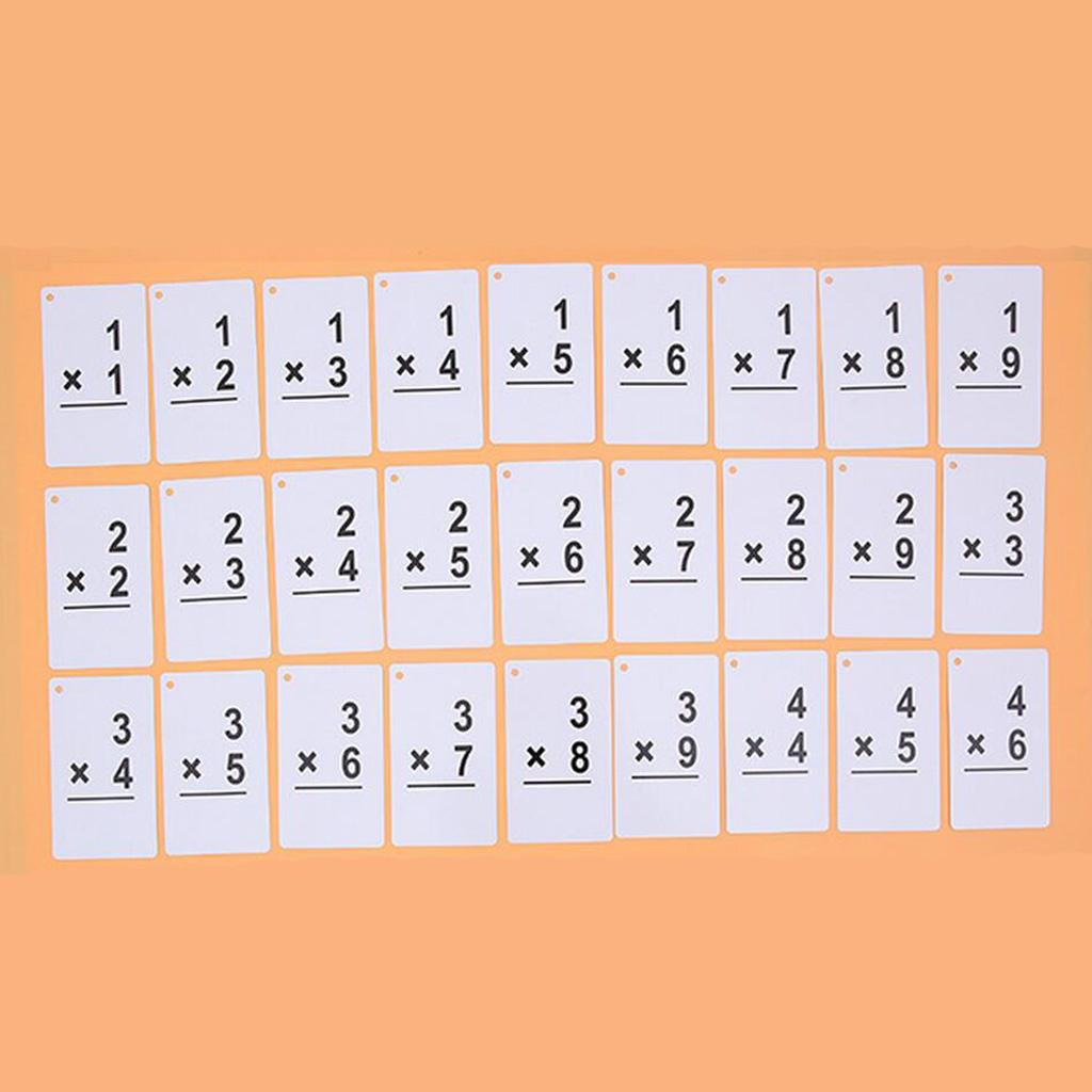 1 Set 54 Pieces Kids Maths Education Flash Cards, with 1 Ring Multiplication