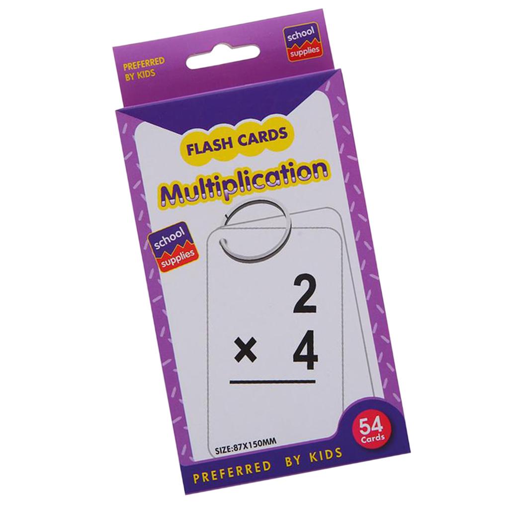 1 Set 54 Pieces Kids Maths Education Flash Cards, with 1 Ring Multiplication
