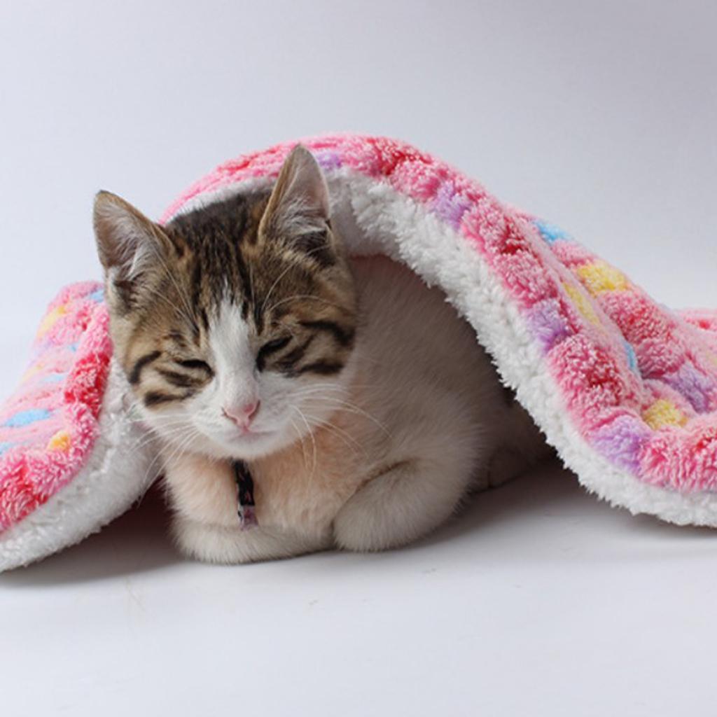 Winter Dog Warm Blanket Coral Fleece Puppy Cat Sleep Mat Pink-50x75cm