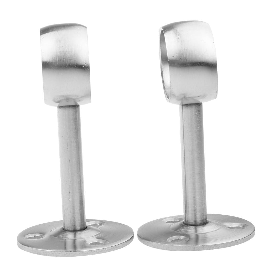 2 Pieces Stainless Steel Wardrobe Pipe Lever Rod Holder Socket Bracket 22mm