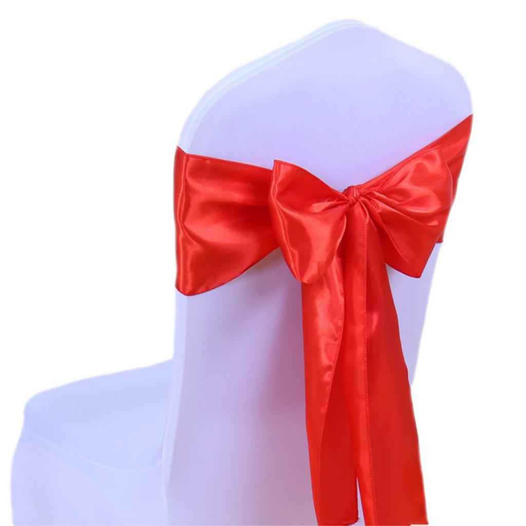 Satin Sashes Bows Chair Cover Bow Sash Wedding Events Supplies Red