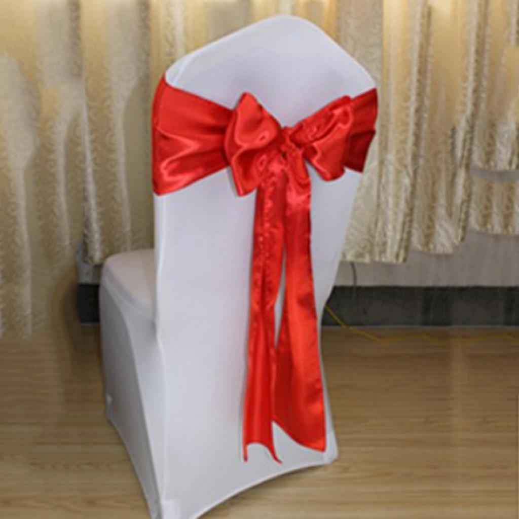Satin Sashes Bows Chair Cover Bow Sash Wedding Events Supplies Red