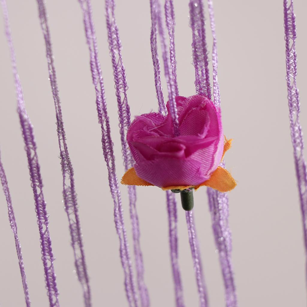 Rose Flower String Curtain Window Tassel Valance Room Dividers Purple