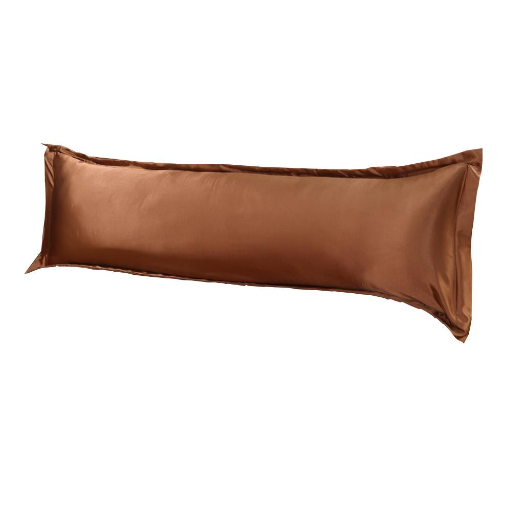 Luxury Silk Body Pillow Cover Pillowcase Replacement Coffee-120x48cm