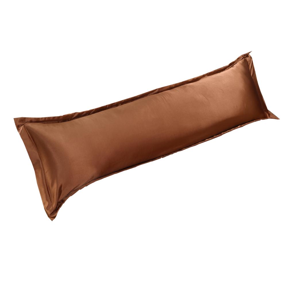 Luxury Silk Body Pillow Cover Pillowcase Replacement Coffee-120x48cm
