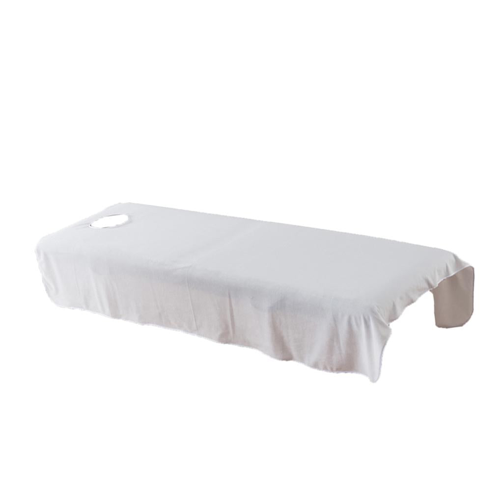 Soft Crystal Velvet Massage Bed Sheet Cover with Face Hole White-80x190cm