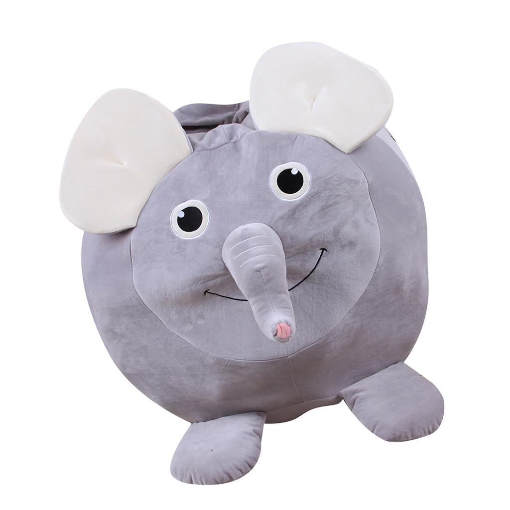 Animal Shape Kids Stuffed Animal Toy Storage Bean Bag Cover Elephant
