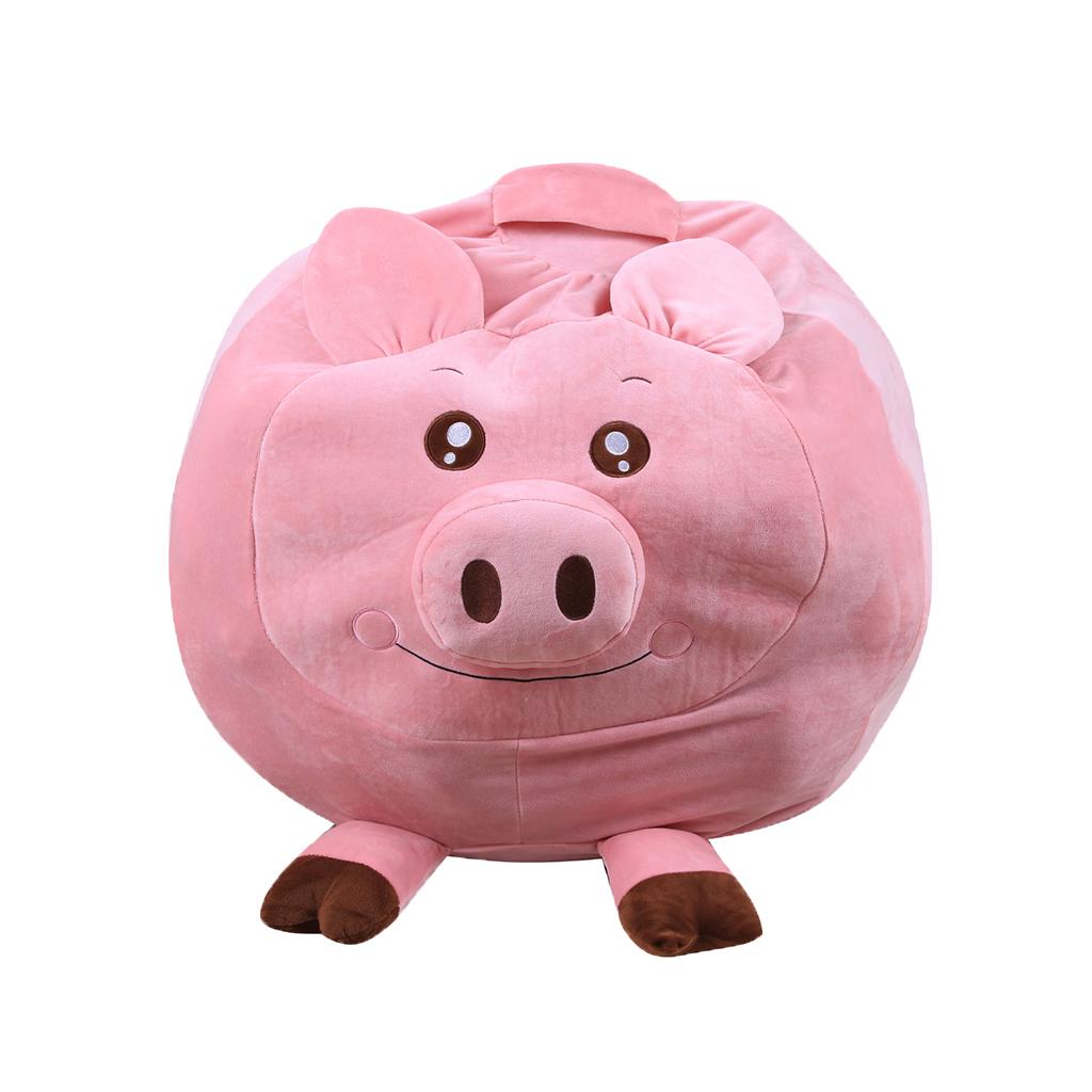 Animal Shape Kids Stuffed Animal Toy Storage Bean Bag Cover Piggy