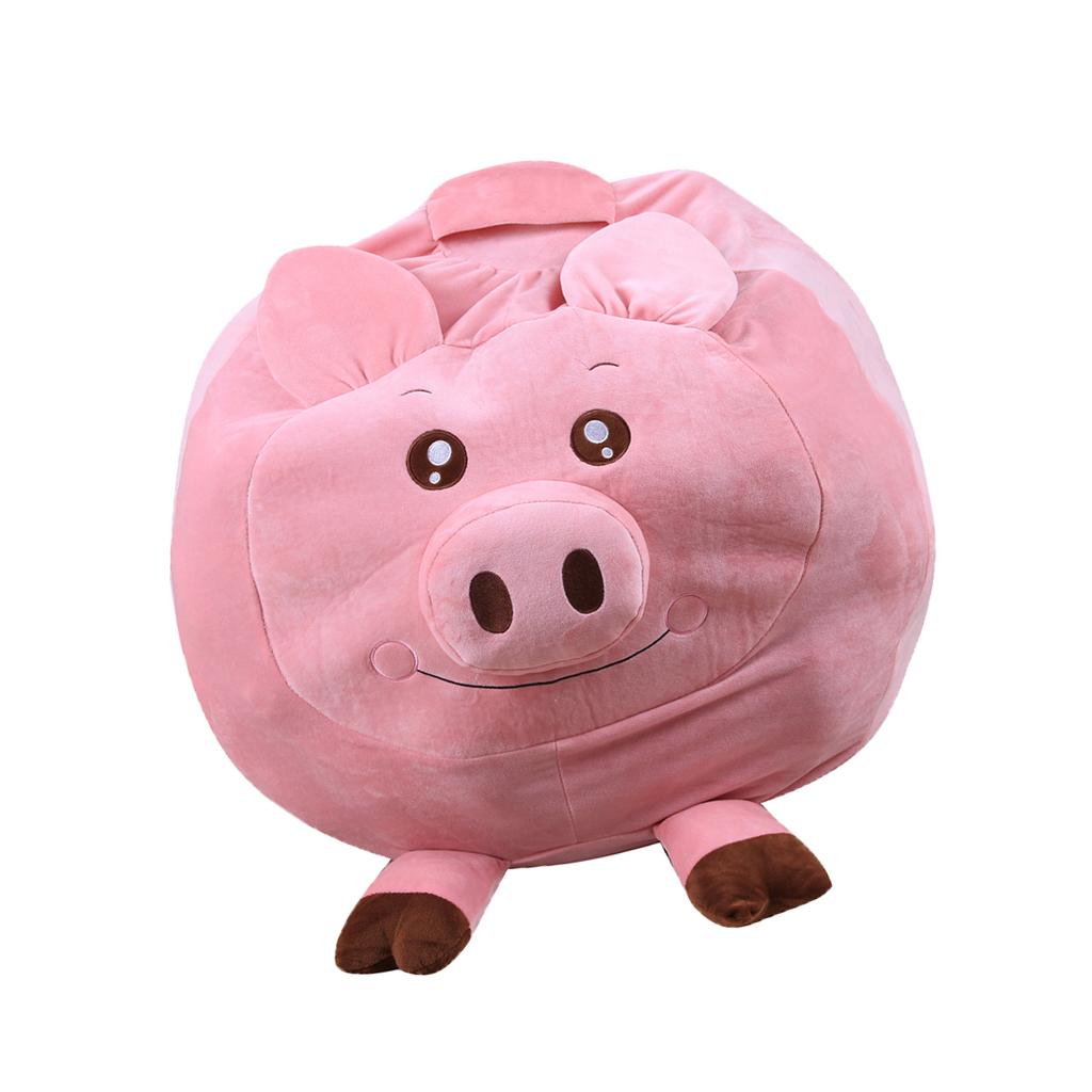 Animal Shape Kids Stuffed Animal Toy Storage Bean Bag Cover Piggy