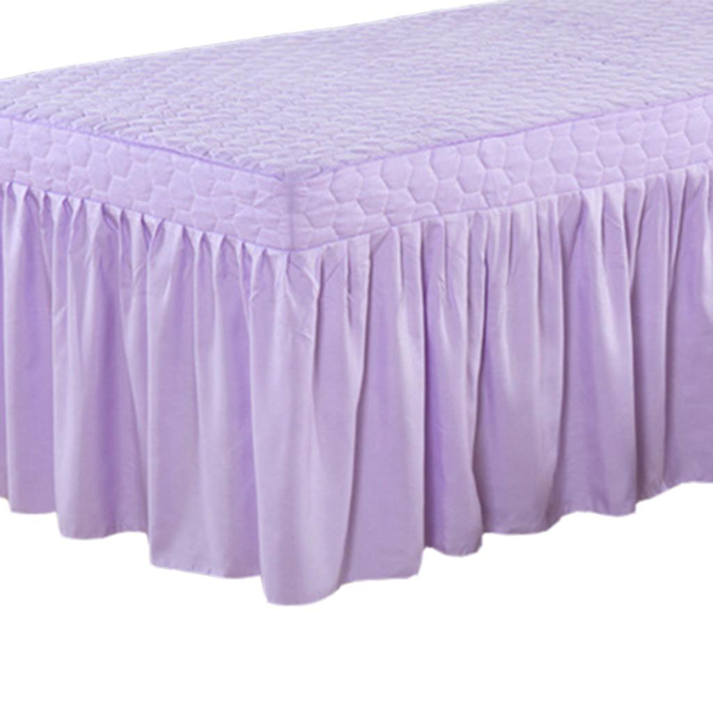 Massage Table Skirt Beauty Bed Cover Valance Sheet Light Purple