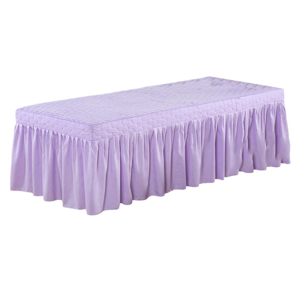 Massage Table Skirt Beauty Bed Cover Valance Sheet Light Purple