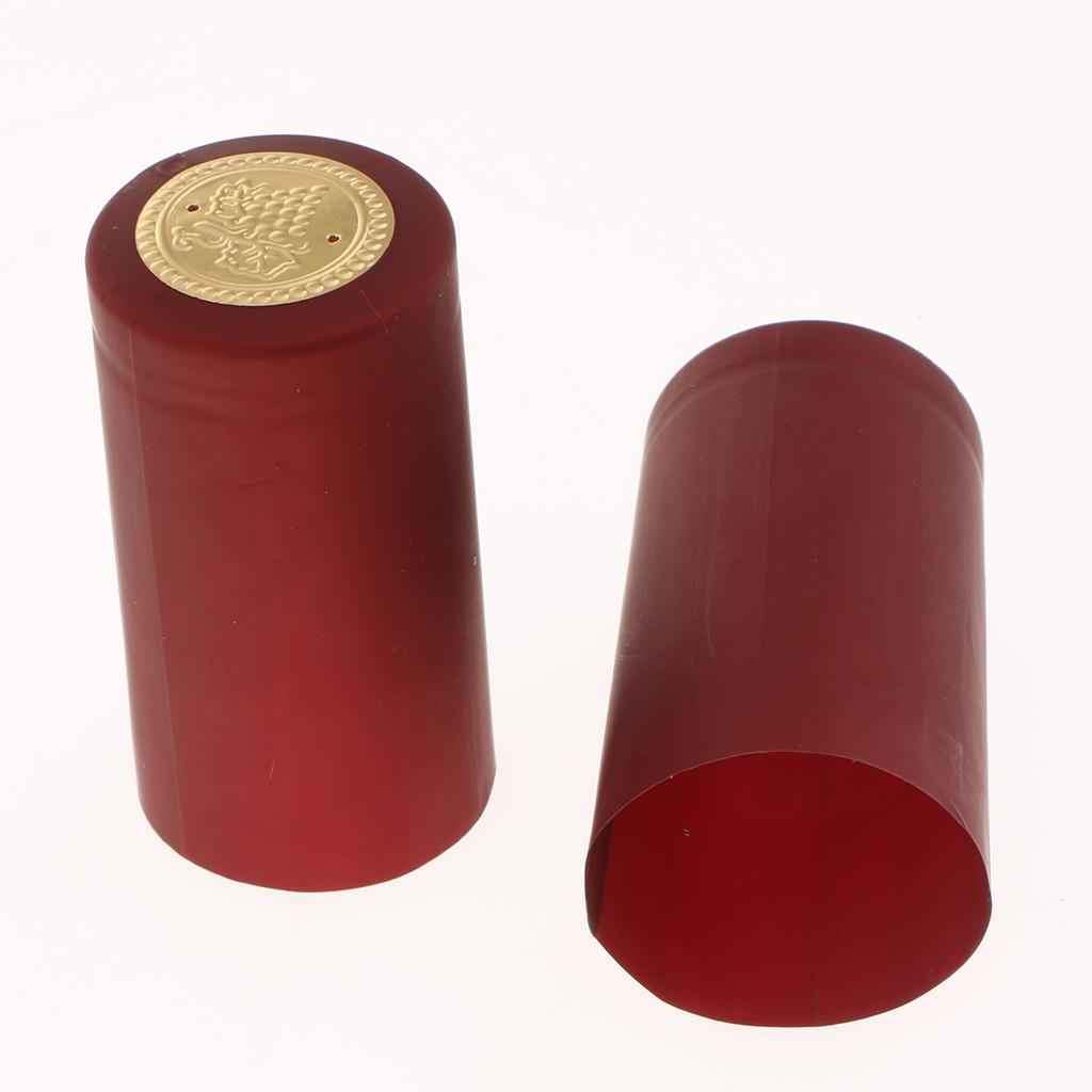 100 PVC Wine Bottle Heat Shrink Capsules 34mm -Burgundy(Gold Top)