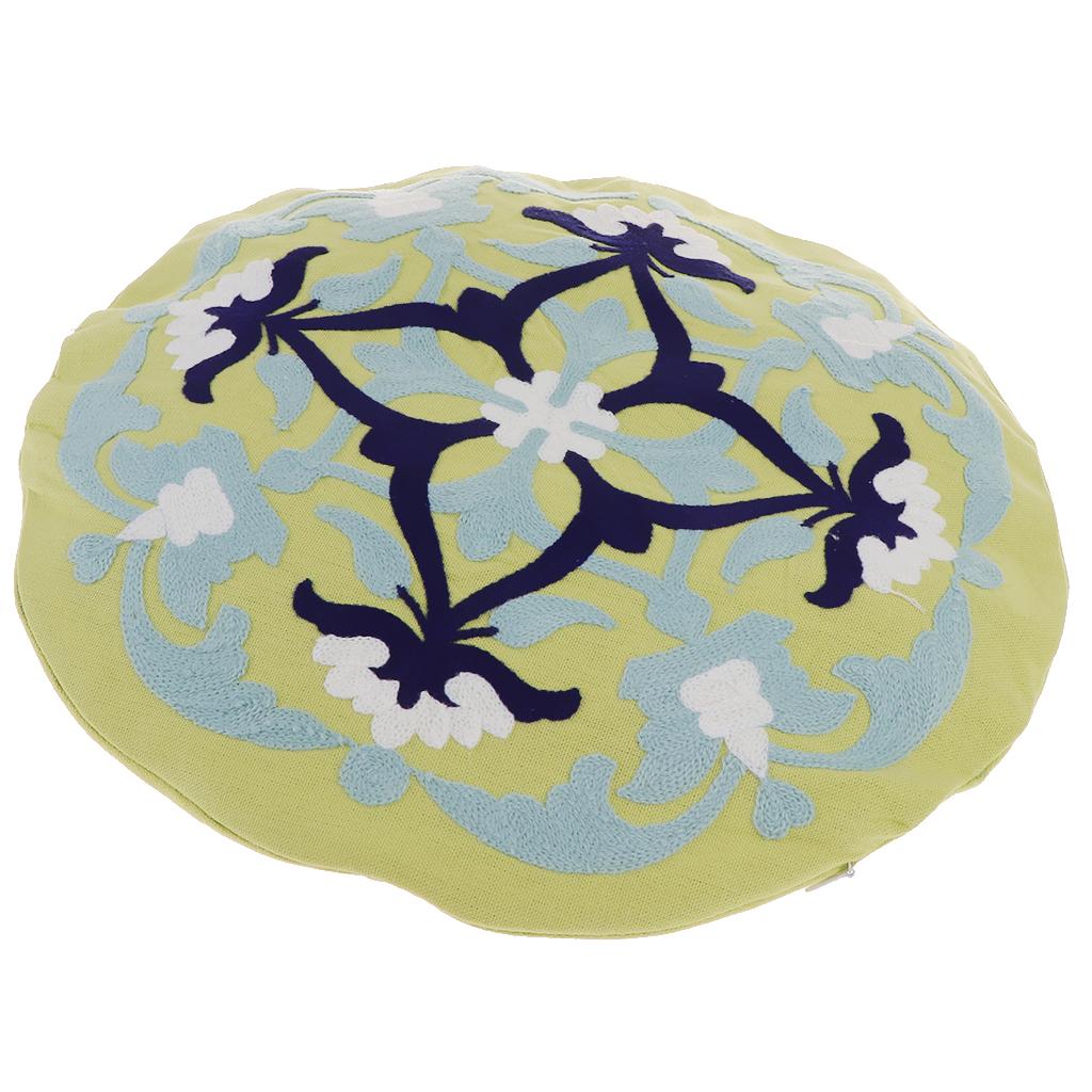 35cm Embroidery Round Sofa Chair Cushion Cover Throw Pillow Case Protector