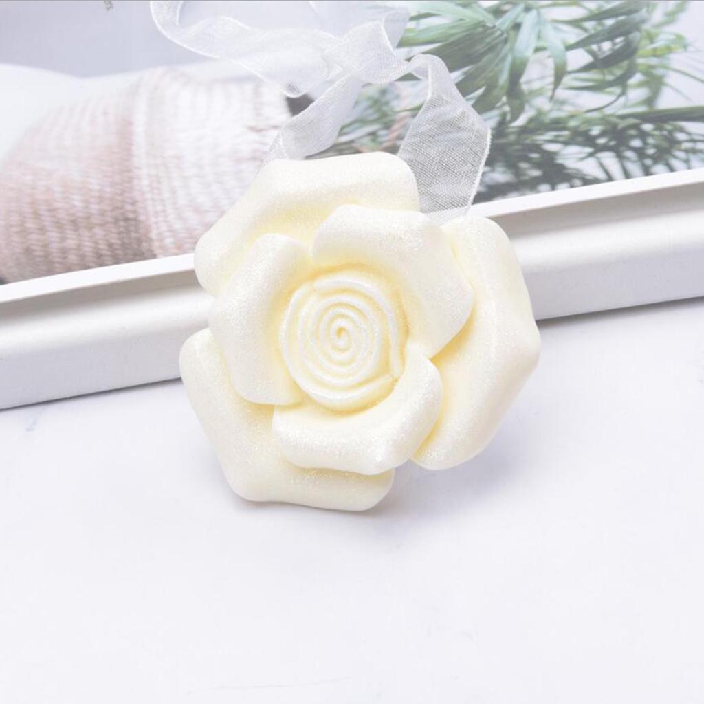 1 Pair Rose Flower Magnetic Curtain Tiebacks Rope Strap Holdback Beige