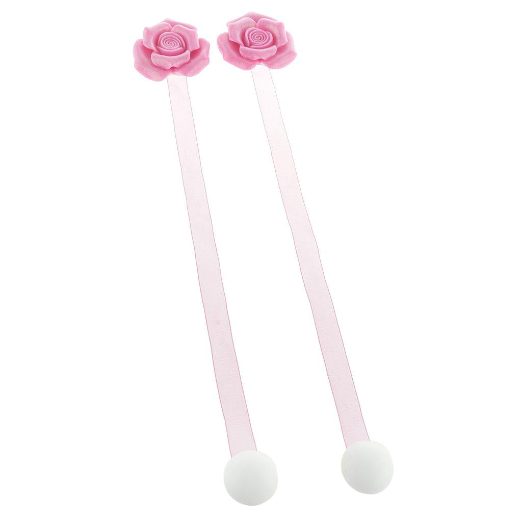 1 Pair Rose Flower Magnetic Curtain Tiebacks Rope Strap Holdback Rose Red