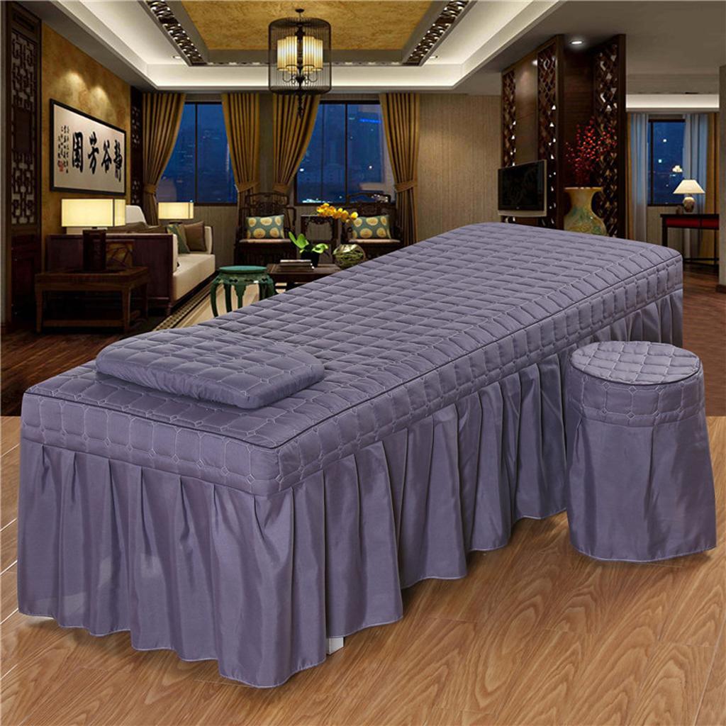 Massage Cosmetic Table Valance Sheet Cover with Hole Smokey Purple-180x60cm